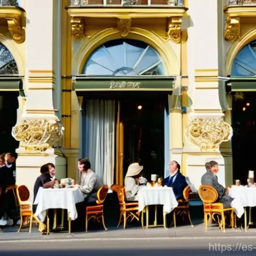 체코와 오스트리아의 문화 차이 - **Prompt:** A picturesque, sun-drenched street scene in Vienna, Austria, capturing the city's imperi...