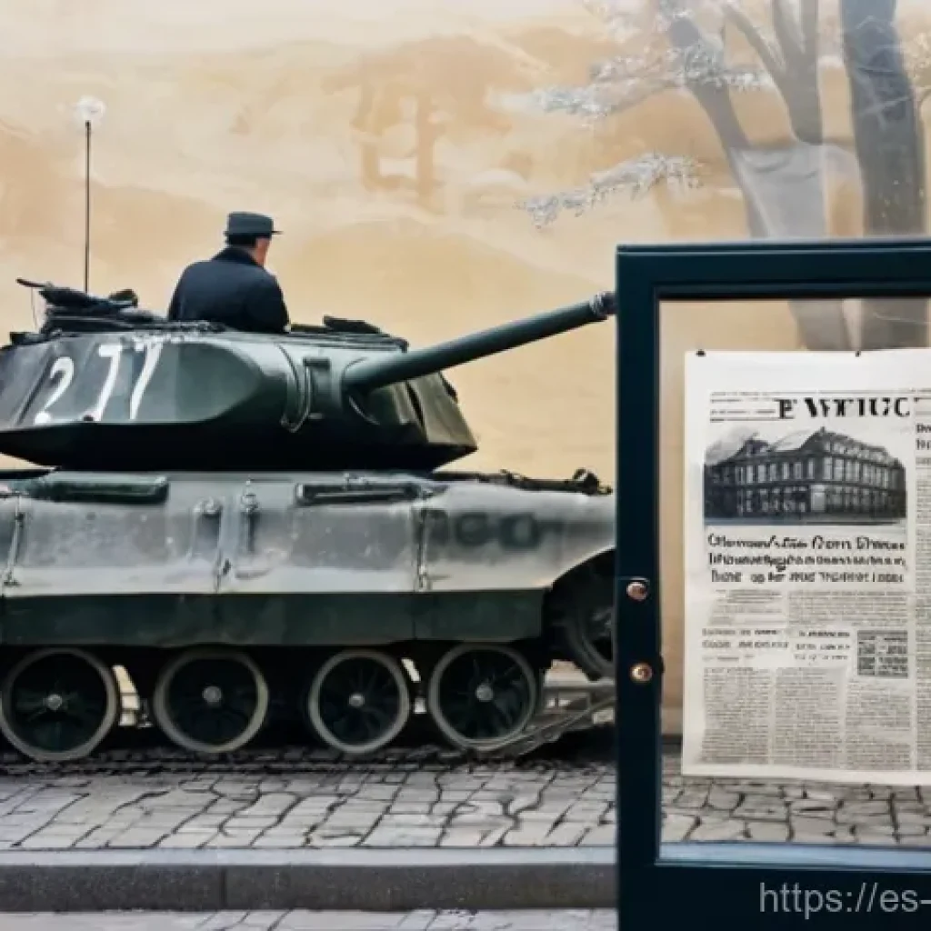 체코와 러시아의 외교 갈등 - **Prompt:** A historically rich street scene in Prague, depicting diverse adults (men and women, ful...