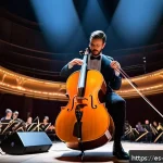 체코 출신의 세계적인 음악가 - A contemporary Czech musician performing on stage, blending classical and modern elements: dressed i...