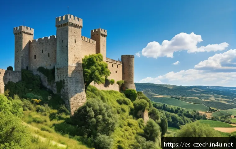 쿤슈타트 성 - A majestic medieval fortress perched atop a lush green hill in the Spanish countryside, featuring th...